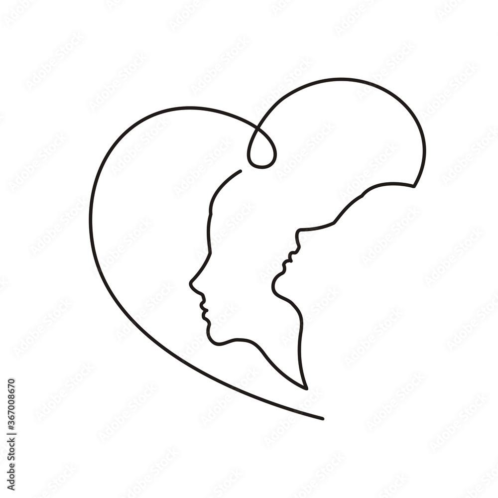 Silhouette of a thin line face Silhouette of a thin line face