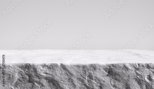 White stone rough plate object display podium, minimalistic object placement light backdrop, cosmetic product stone plate platform background, 3d rendering