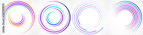 Vector set of colorful dotted background in circle form. Circle dots isolated on the white background