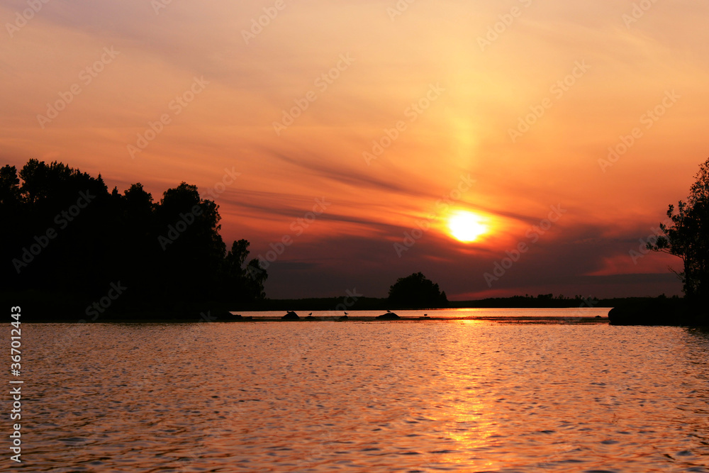 sunset on the lake