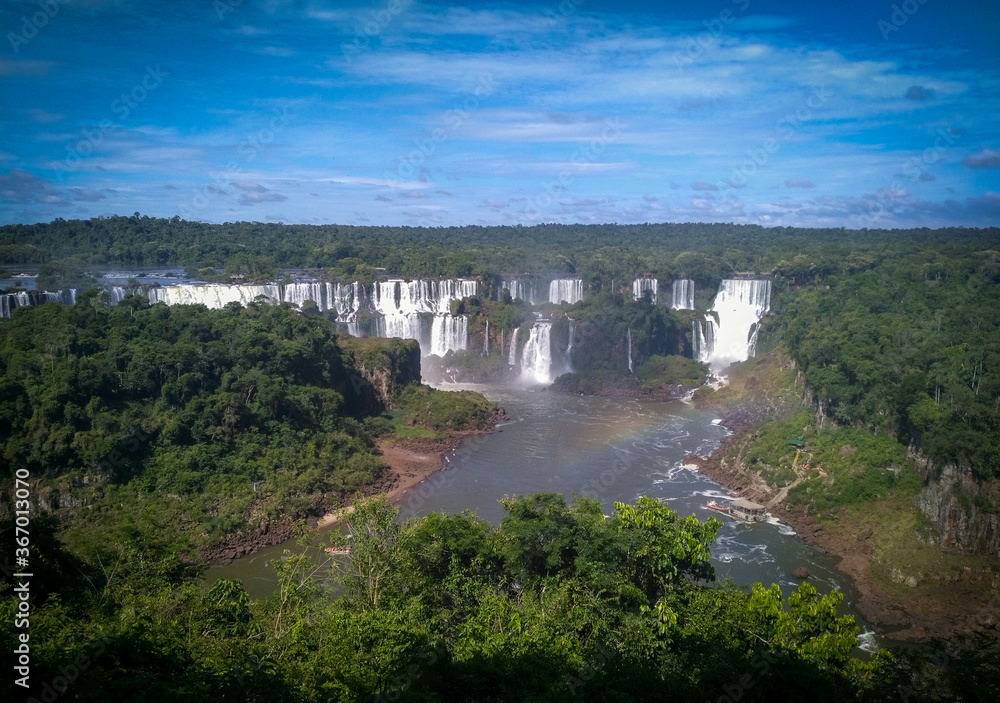 Amazing rainbow in Iguazu falls in brazilian side