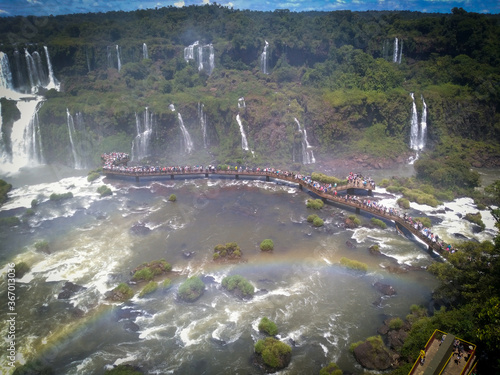 Amazing rainbow in Iguazu falls in brazilian side photo