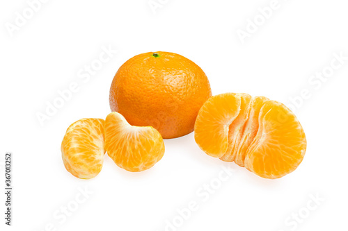 tangerine isolate, ripe tangerines on a white background