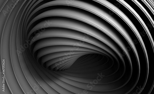 Abstract geometric and twirl backound.3d illustration Black swirl pattern 