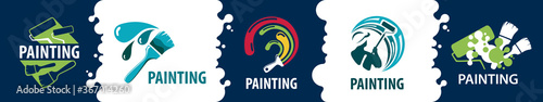 Vector logo of a painter, painting work