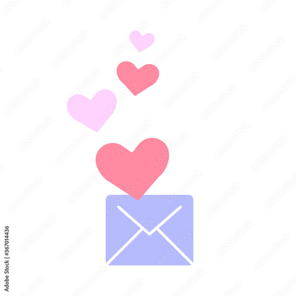 Envelope with valentine hearts, sending a love message vector