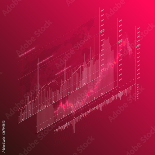 Financial business abstract digital background candle stick graph chart. Stock market investment isometry concept. Finance investment stock market exchange graph digital isometric infographic chart