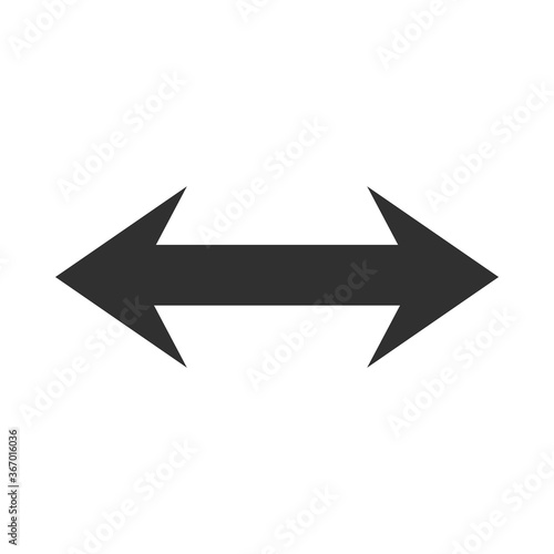 arrow direction related icon, arrows point two sides silhouette style
