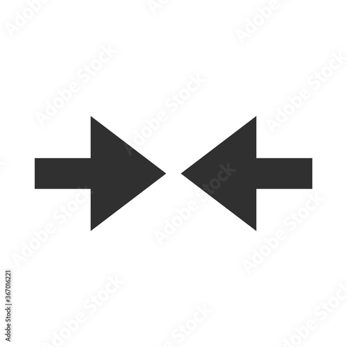 two arrows pointing center silhouette style icon