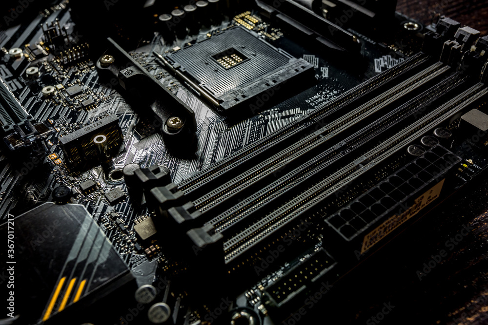 Foto de Socket am4 for amd processor on black motherboard asus tuf ...