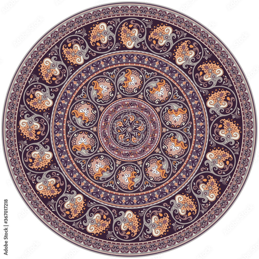 Fototapeta premium Vector ornament vintage ethnic round illustration