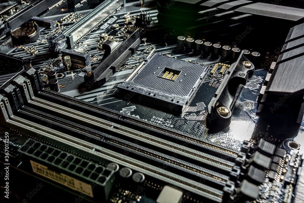 Foto de Socket am4 for amd processor on black motherboard asus tuf ...