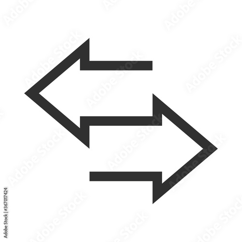 arrow direction related icon, arrows point two sides silhouette style