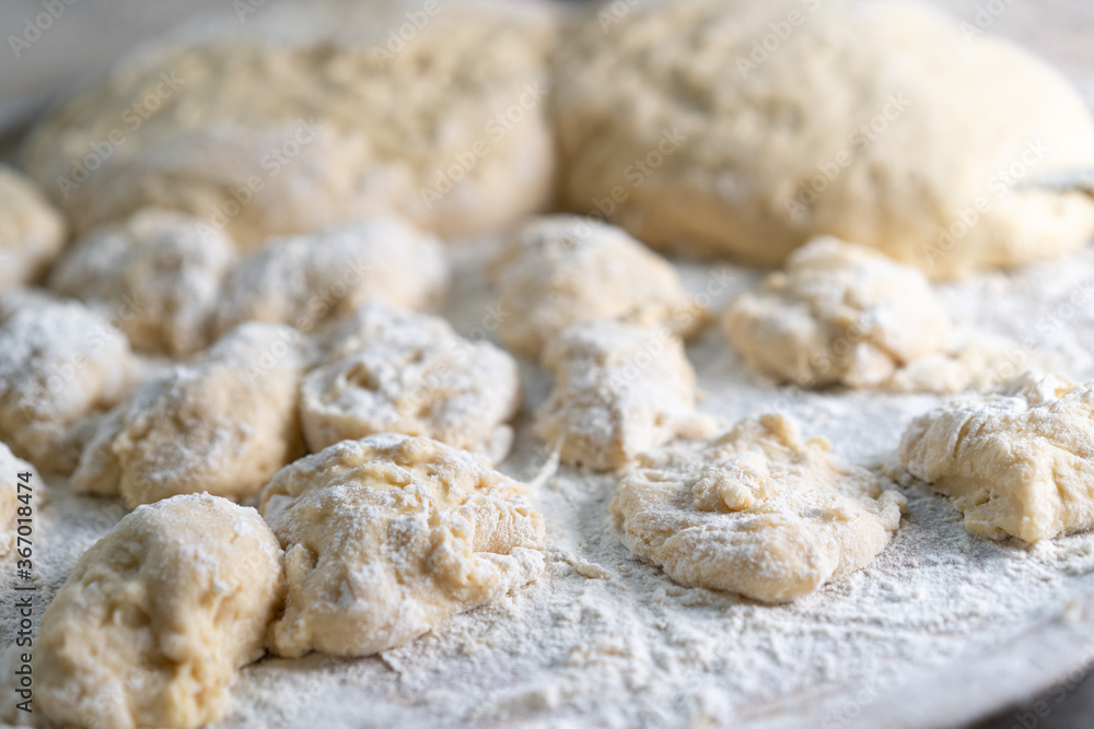 Dough on the surface of flour Dough on the surface of flour