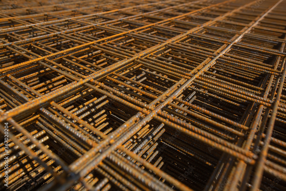 Steel mesh or lattice for foundations of the house or building, construction concept Steel mesh or lattice for foundations of the house or building, construction concept