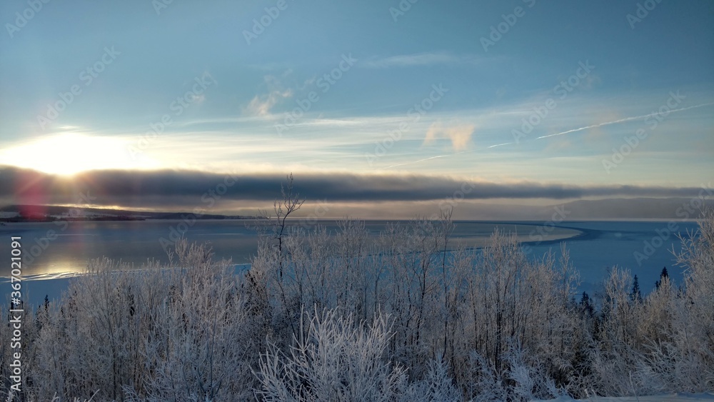 Fototapeta premium Sunset in wintertime