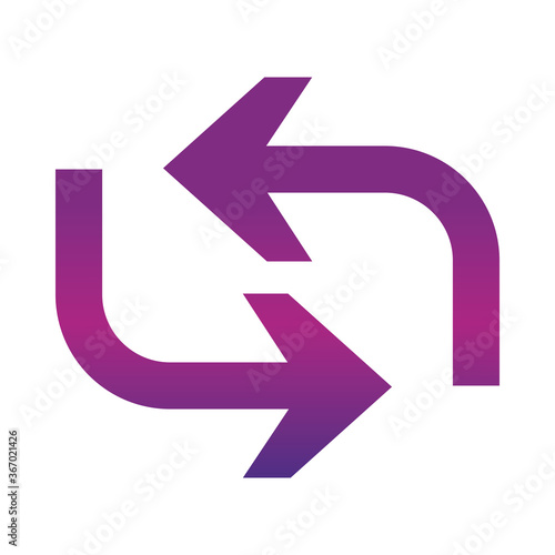 arrow direction related icon, arrows point two sides gradient style