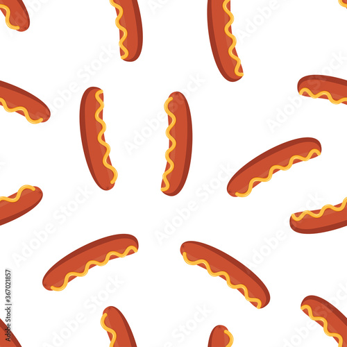 seamless pattern with sausages isolated on white