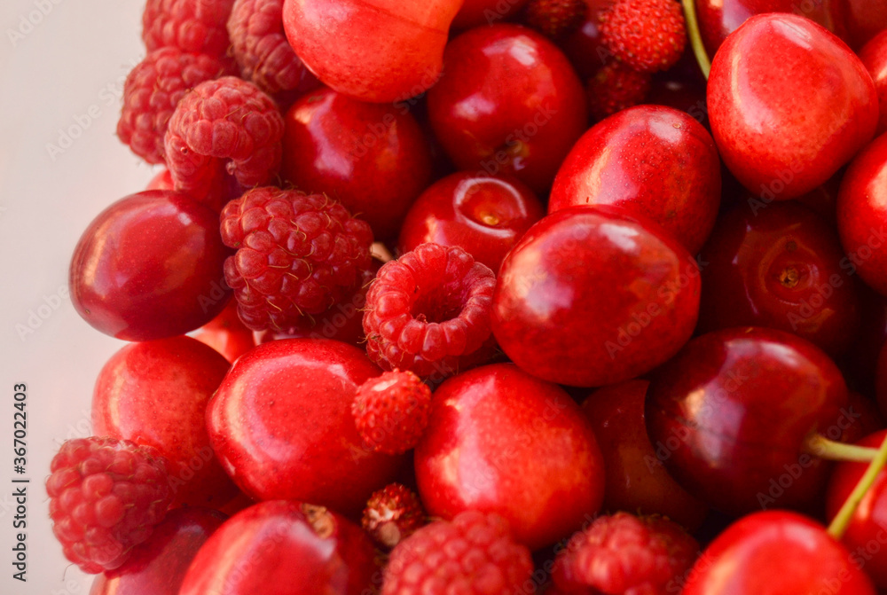 Fruit Photography Cherries and Raspberries Fruit Photography Cherries and Raspberries
