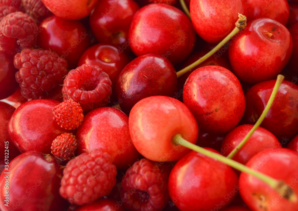 Cherry, Raspberry and Strawberry Fruit Pohotography Cherry, Raspberry and Strawberry Fruit Pohotography