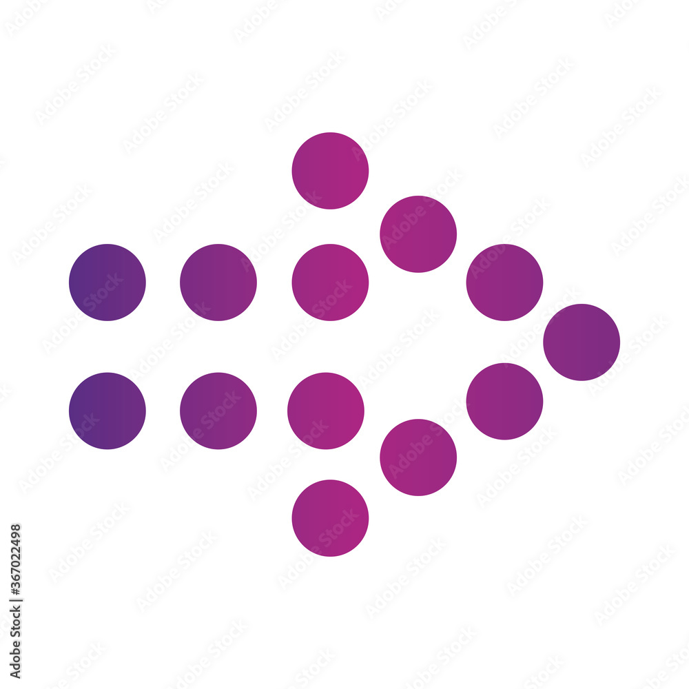 dotted arrow pointing right side gradient style icon