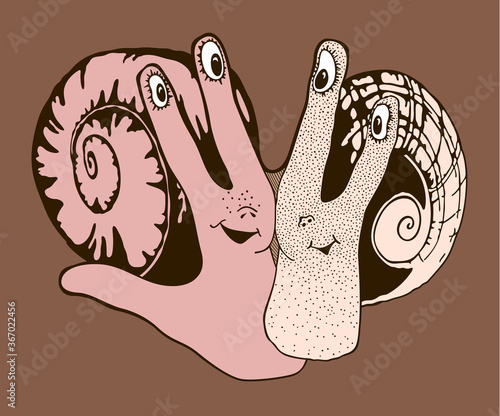 Illustration of hand with stylized snails inside
