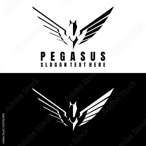 Fotografia pegasus logo design icon vector