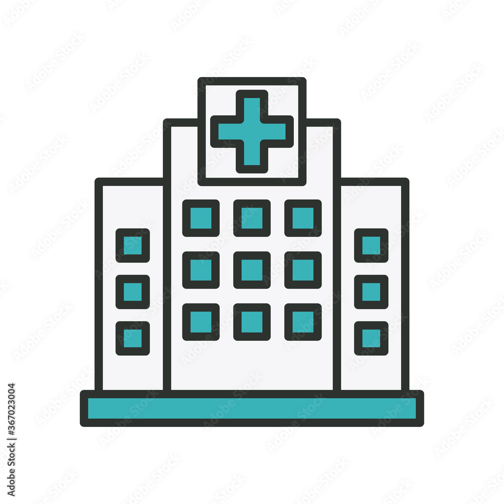 hospital building line and fill style icon hospital building line and fill style icon