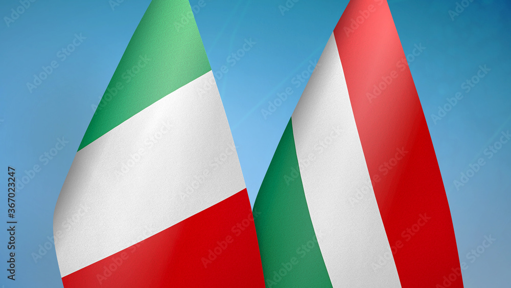 Obraz premium Italy and Hungary two flags
