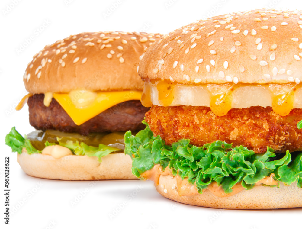 Tasty american grill burger isolated on the white Tasty american grill burger isolated on the white