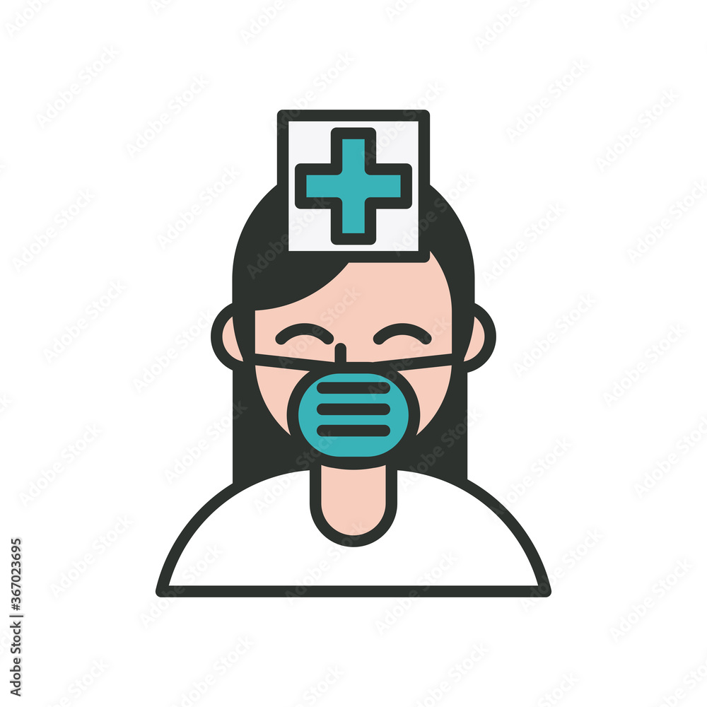 nurse wearing medical masks line and fill style nurse wearing medical masks line and fill style