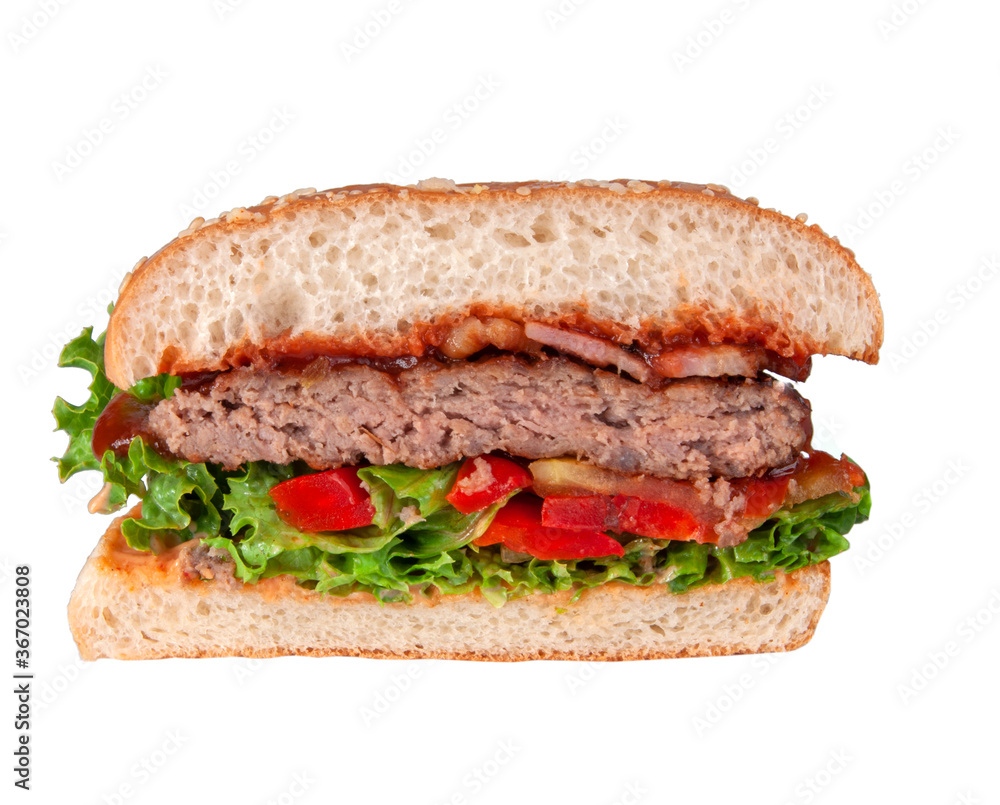 Tasty american grill burger isolated on the white Tasty american grill burger isolated on the white