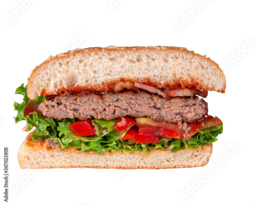 Tasty american grill burger isolated on the white