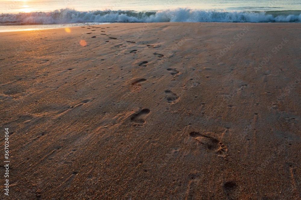 footprints in the sand on the beach footprints in the sand on the beach