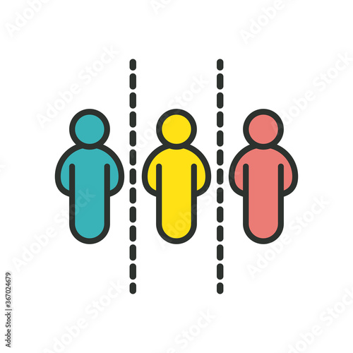 humans silhouettes distance social line and fill style icon