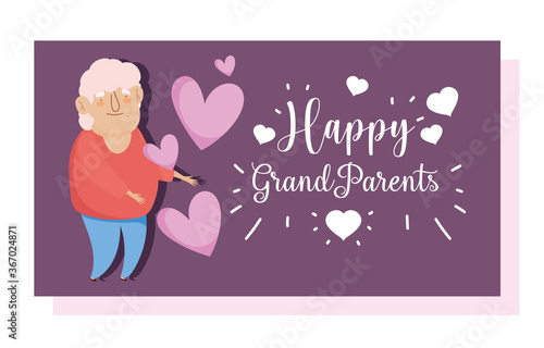 happy grandparents day, old man grandpa character cartoon card