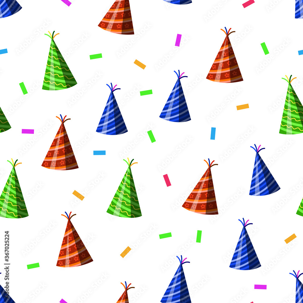 birthday hats and confetti's pattern vector birthday hats and confetti's pattern vector