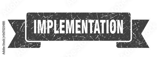 implementation grunge vintage retro band. implementation ribbon