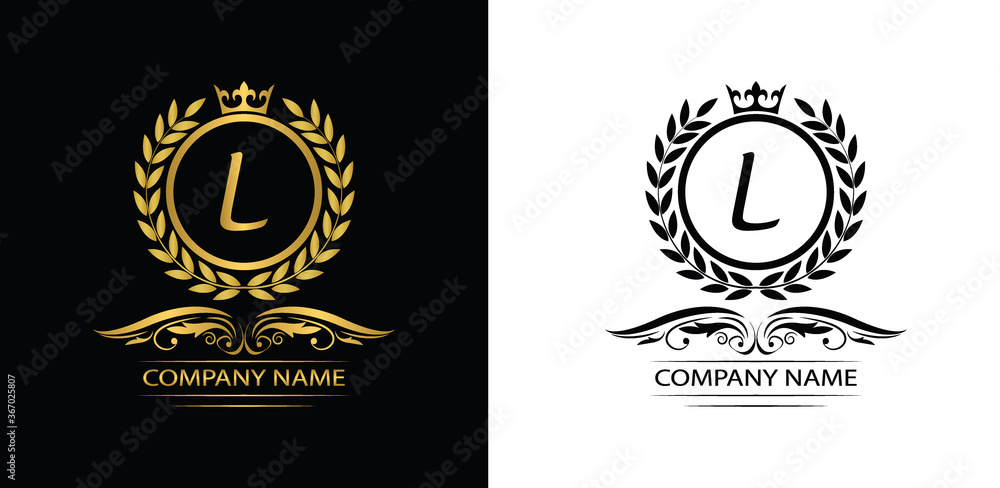 Golden Letter L laurel wreath template logo Luxury letter with crown. Monogram alphabet . Beautiful royal initials letter.
Golden Letter L laurel wreath template logo Luxury letter with crown. Monogram alphabet . Beautiful royal initials letter.