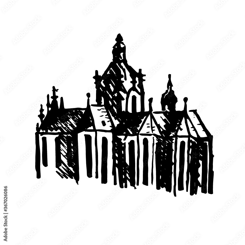 Czech Architecture Castle Hand Drawing 