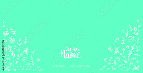 Baby Name Card With Icon Set, Vector Card, Greeting cards
