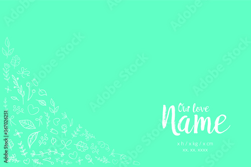 Baby Name Card With Icon Set, Vector Card, Greeting cards