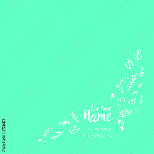Baby Name Card With Icon Set, Vector Card, Greeting cards