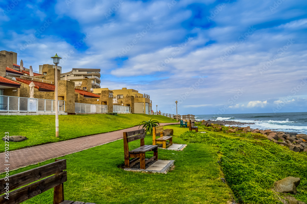 Picturesque and rocky Ballito beach in north Durban , KZN South Picturesque and rocky Ballito beach in north Durban , KZN South