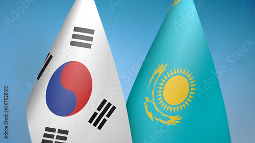 South Korea and Kazakhstan two flags