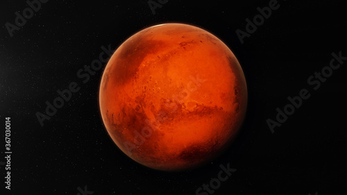 Fotografia Front View of Planet Mars is the fourth planet from the Sun and the second-smallest planet in the Solar System