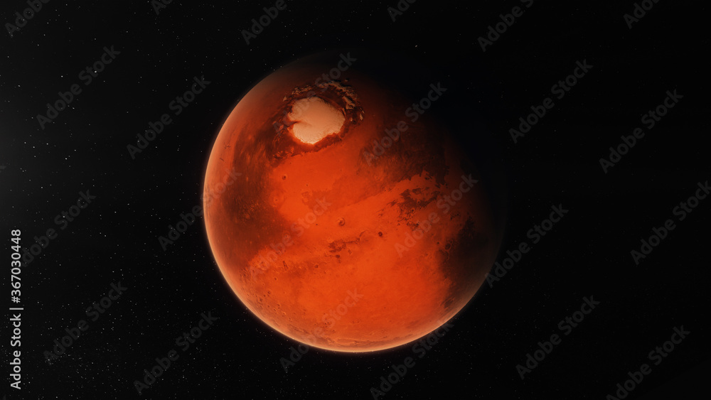 North Pole View of Planet Mars the fourth planet from the Sun North Pole View of Planet Mars the fourth planet from the Sun