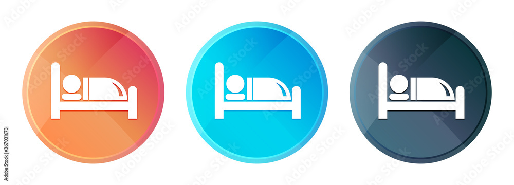 Hotel bed icon steam mist round button set shiny illustration Hotel bed icon steam mist round button set shiny illustration