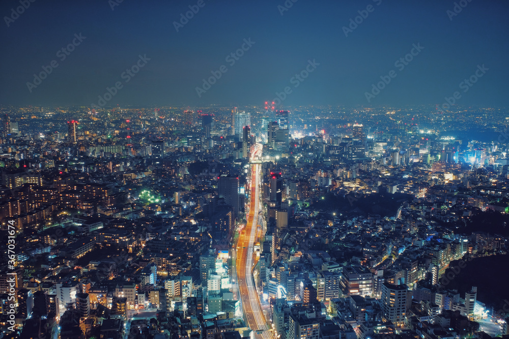 Φωτογραφία Tokyo, Japan Night View - Business city concept image, modern cityscape building with beautiful illumination at night, shot in Roppongi Hills of Minato Ward, Tokyo, Japan