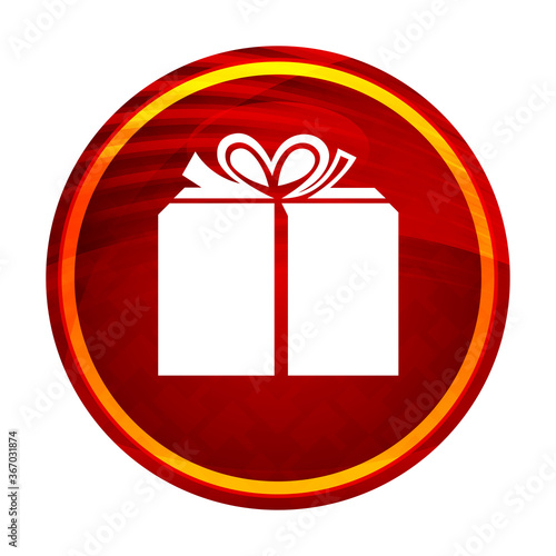Gift box icon creative red round button illustration design